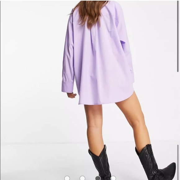 ASOS DESIGN oversized shirt with wide cuff detail in lilac- 6 - Picture 3 of 4